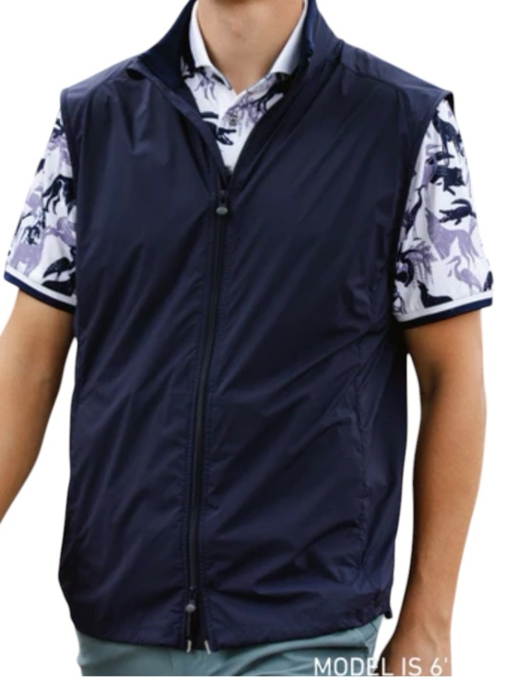 Greyson Trailwolf Vest L Blue Full Zip Lightweight Golf Performance Athletic